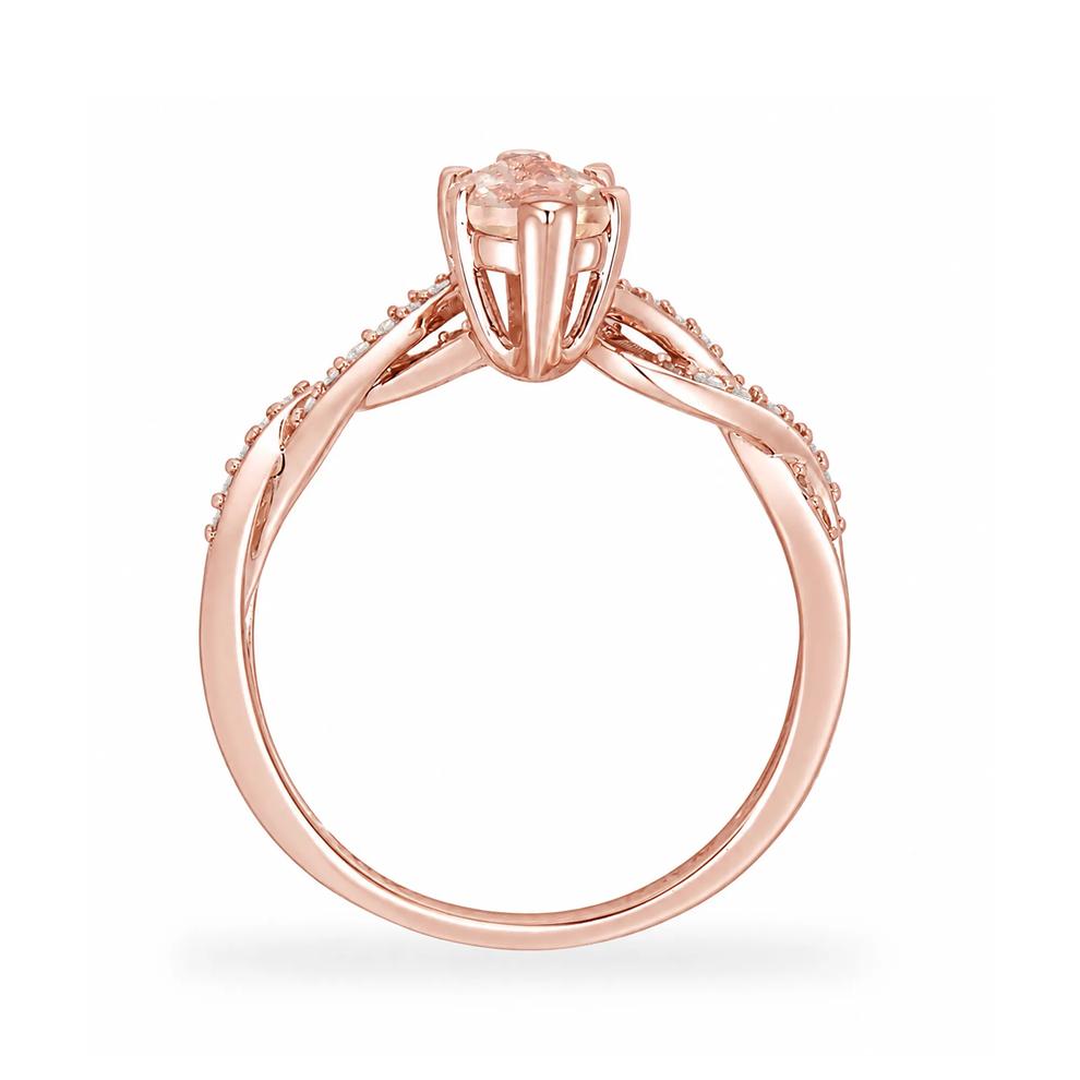 Morganite &amp; Diamond Twist-Shank Ring in 10K Rose Gold (1/7 ct. tw.) – Image 2 of 4