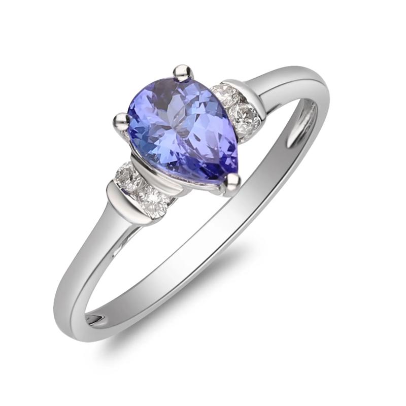 Tanzanite and Diamond Ring in 10K White Gold &#40;1/10 ct. tw.&#41; – Image 4 of 4