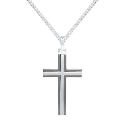 Cross Pendant in Black Rhodium Sterling Silver
