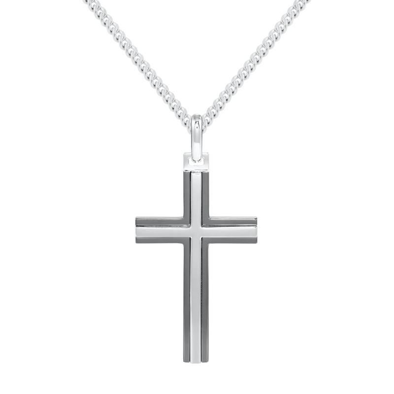 Cross Pendant in Black Rhodium Sterling Silver – Image 1 of 3