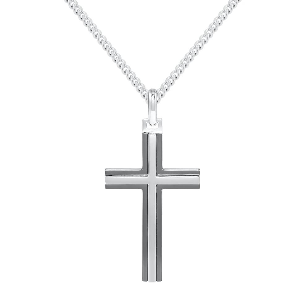 Cross Pendant in Black Rhodium Sterling Silver – Image 1 of 3