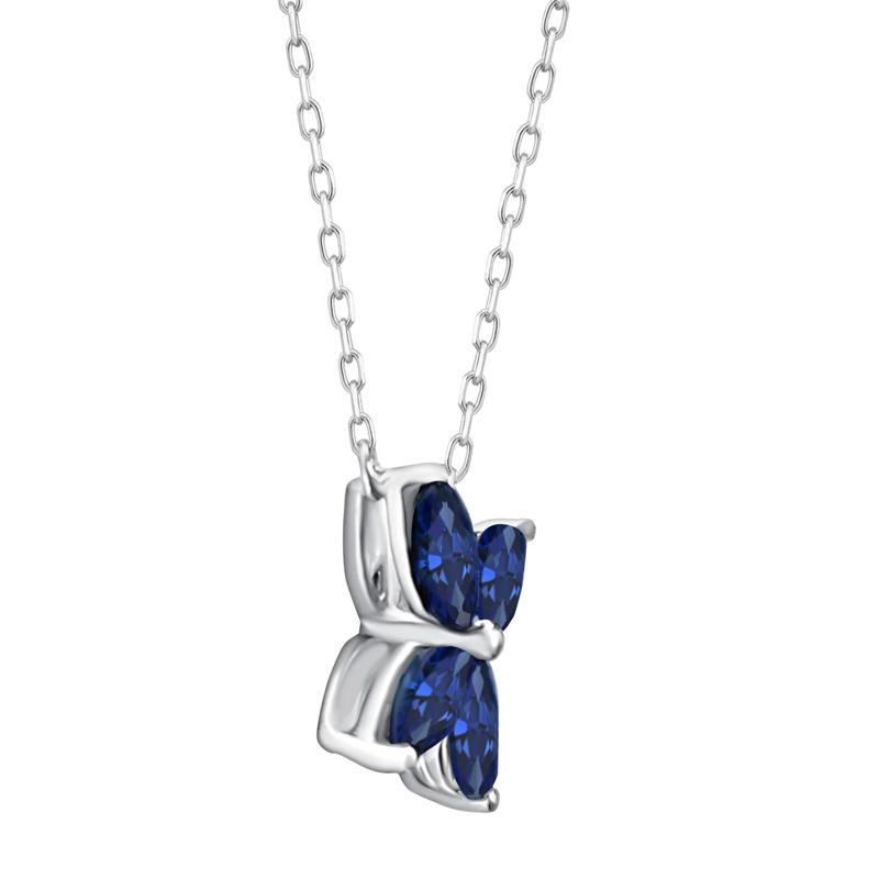Marquise Blue Sapphire Pendant in 10K White Gold – Image 2 of 3
