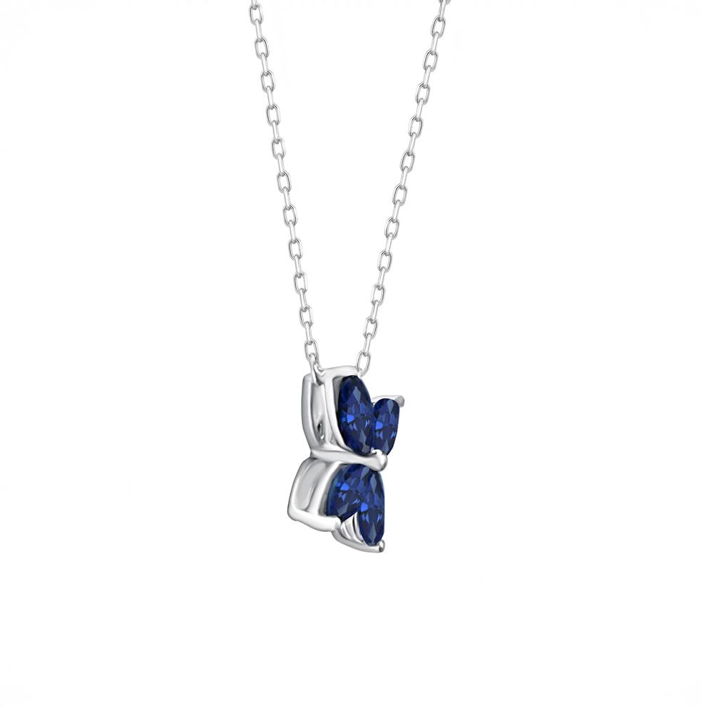 Marquise Blue Sapphire Pendant in 10K White Gold – Image 2 of 3