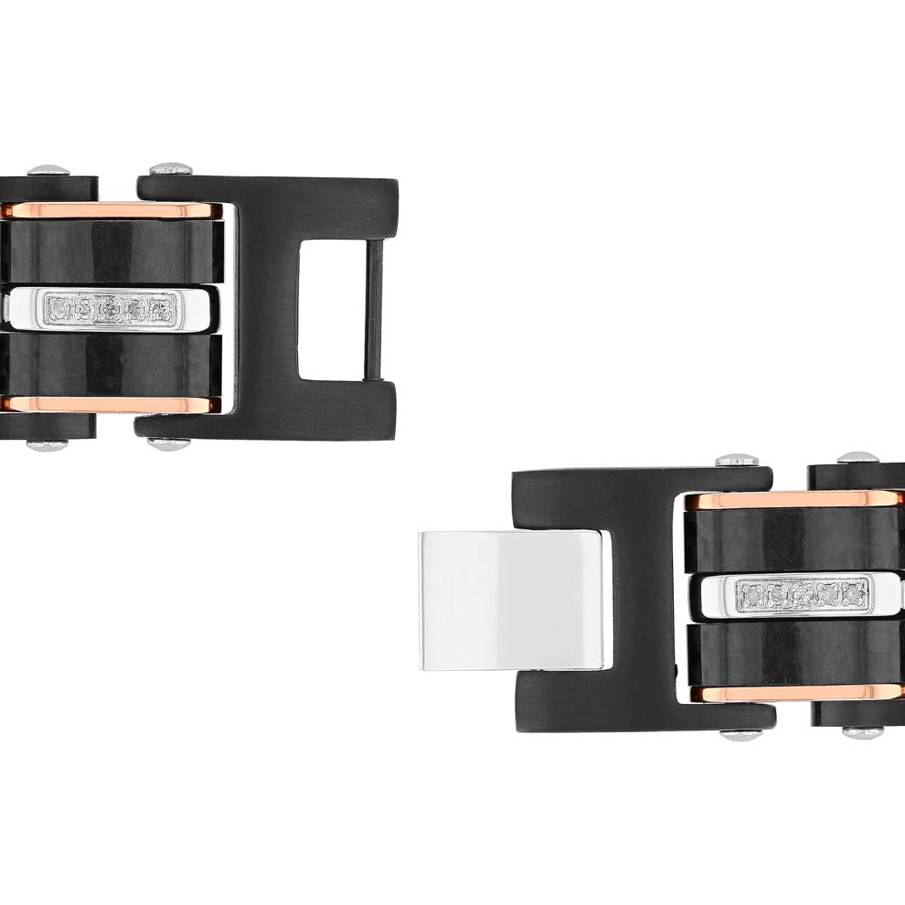 Diamond Link Bracelet in Ion-Plated Stainless Steel and Carbon Fiber, 15MM, 8.5&rdquo; (1/3 ct. tw.) – Image 3 of 3