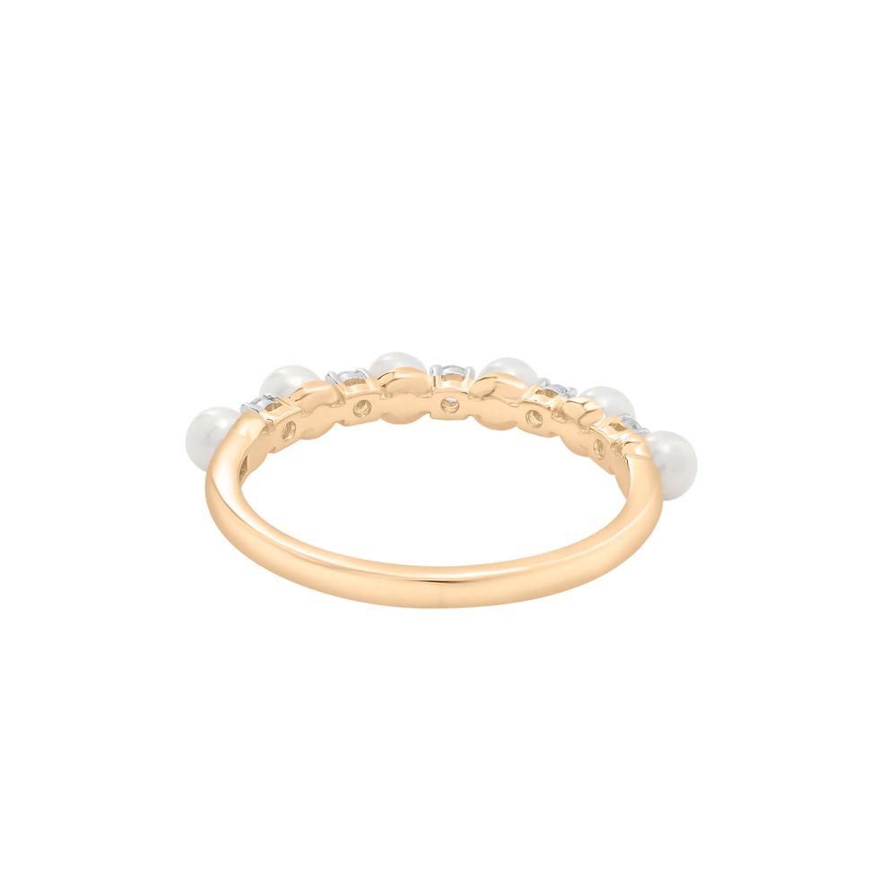 Freshwater Pearl and Lab-Created White Sapphire Ring in 10K Yellow Gold – Image 4 of 5