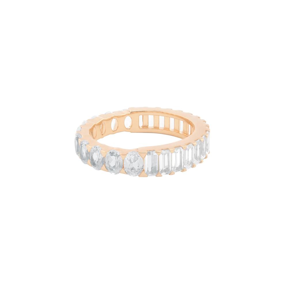 Lab-Created White Sapphire Oval and Baguette Half &amp; Half Eternity Band in Vermeil – Image 1 of 9