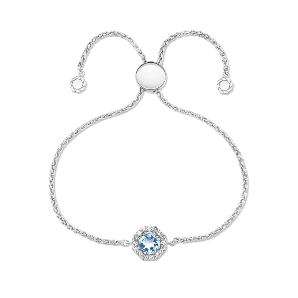 Blue Topaz &amp; White Topaz Bolo Bracelet in Sterling Silver, 9.5" – Image 2 of 2