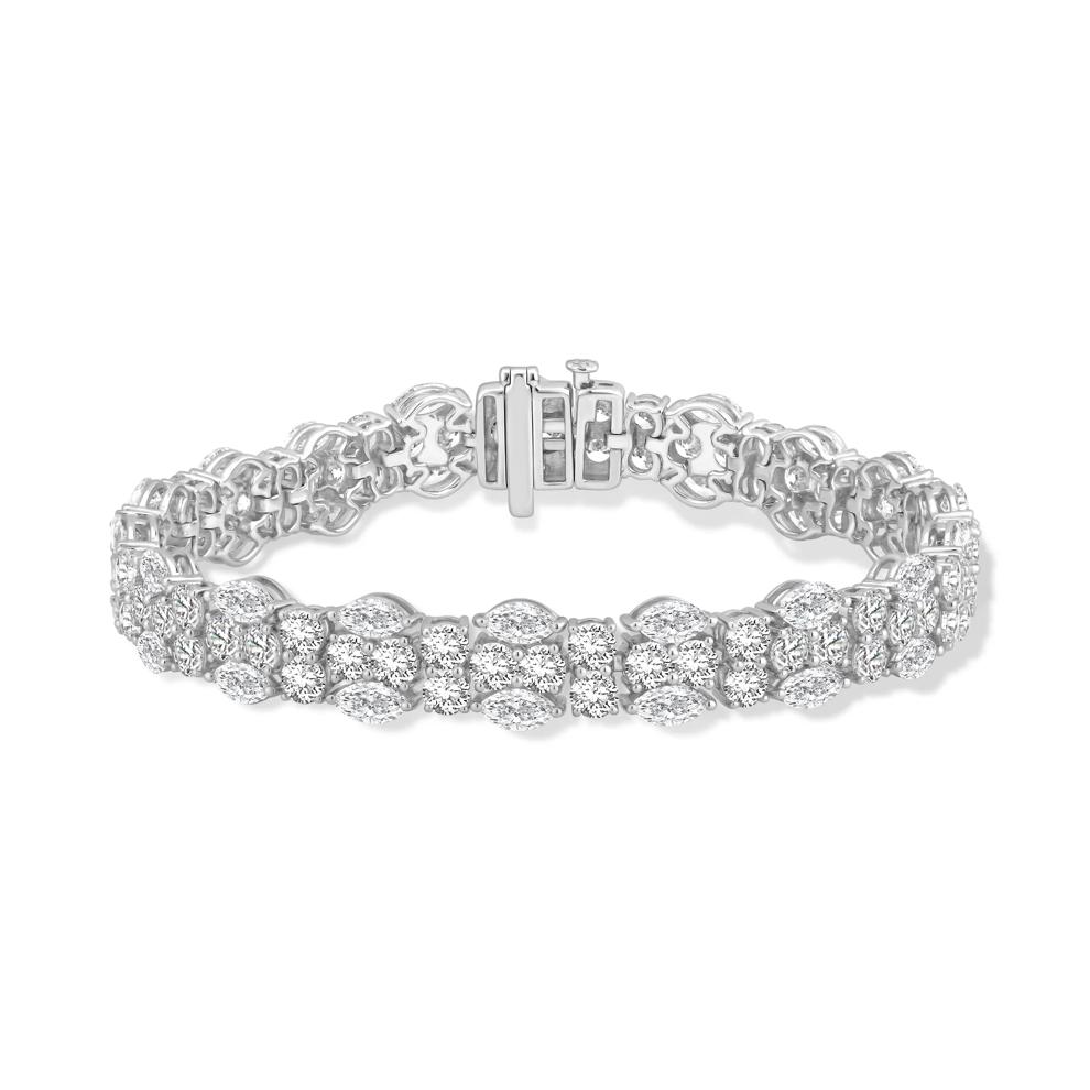 Lab Grown Diamond Marquise &amp; Round Bracelet in 14K White Gold (18 ct. tw.) – Image 1 of 1