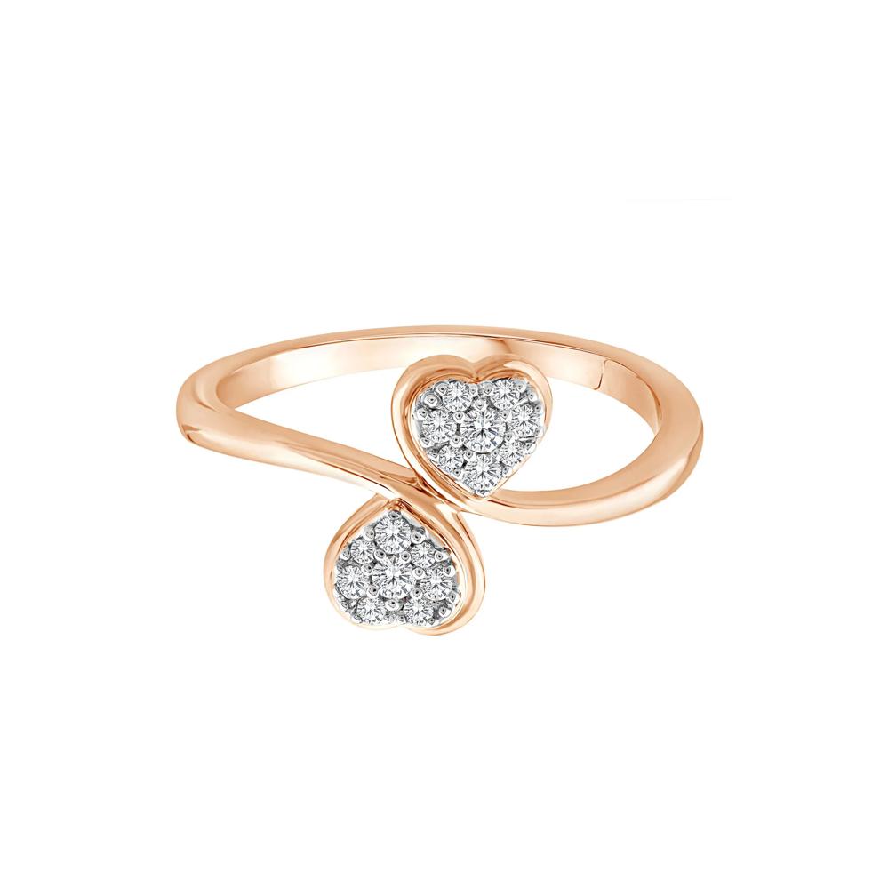 Diamond Double Heart Ring in 10K Rose Gold (1/8 ct. tw.) – Image 1 of 3