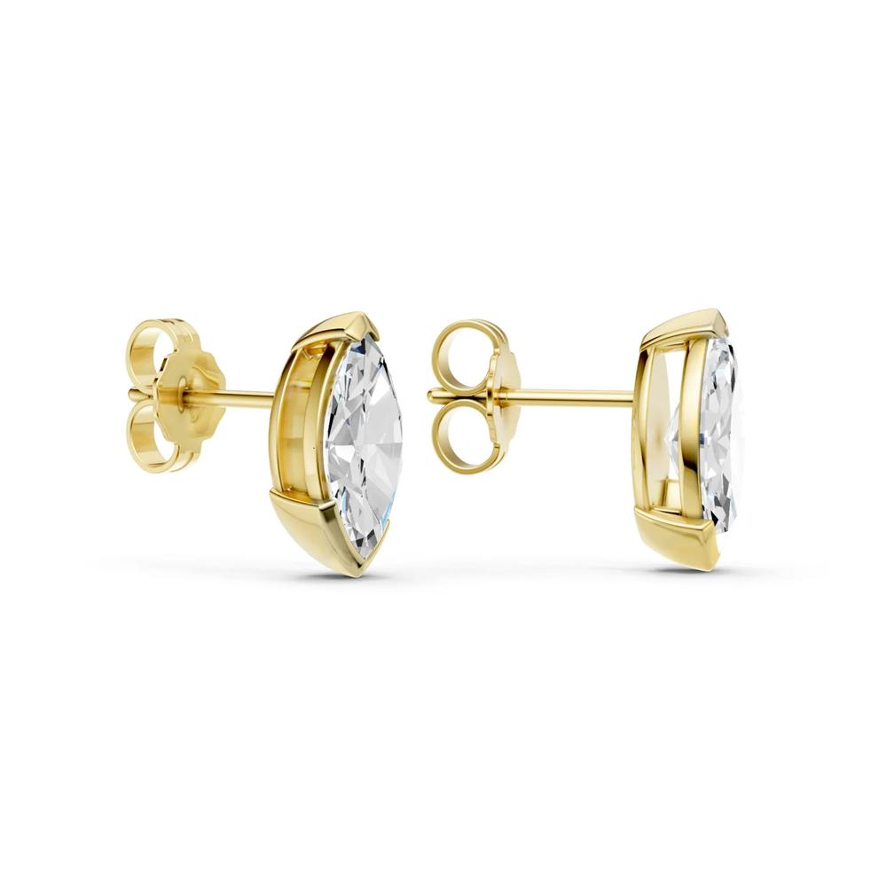 Lab Grown Diamond Marquise Stud Earrings in 14K Yellow Gold (2 ct. tw.) – Image 3 of 3