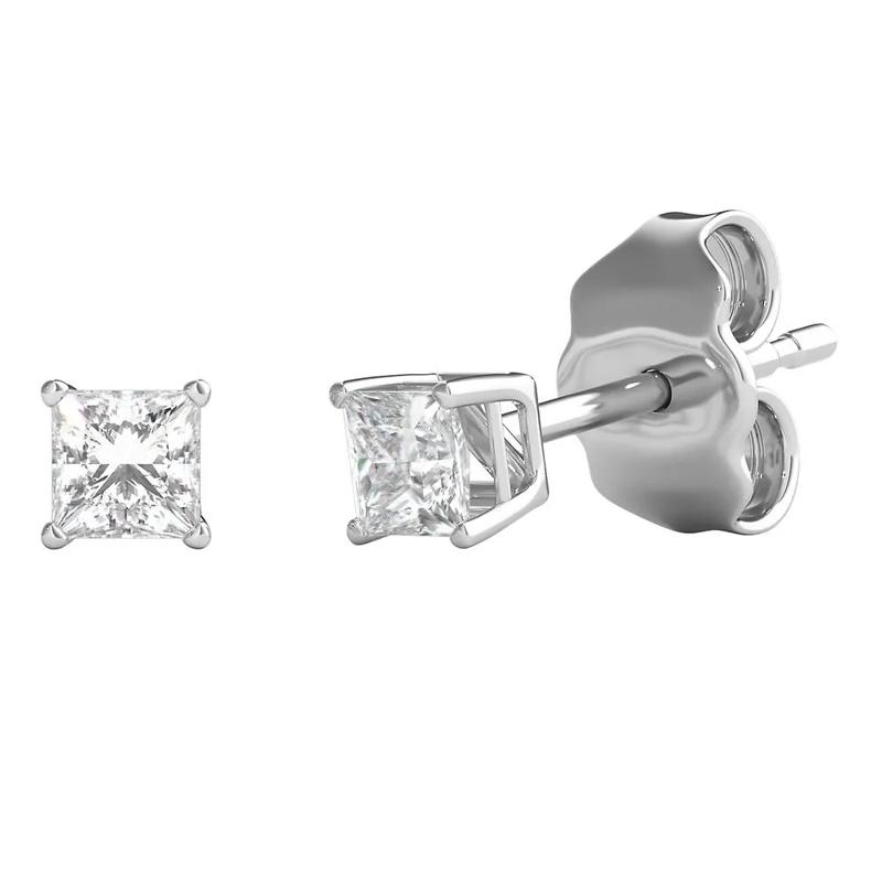 Diamond Princess-Cut Solitaire Stud Earrings in 14K White Gold &#40;1/3 ct. tw.&#41; – Image 1 of 2