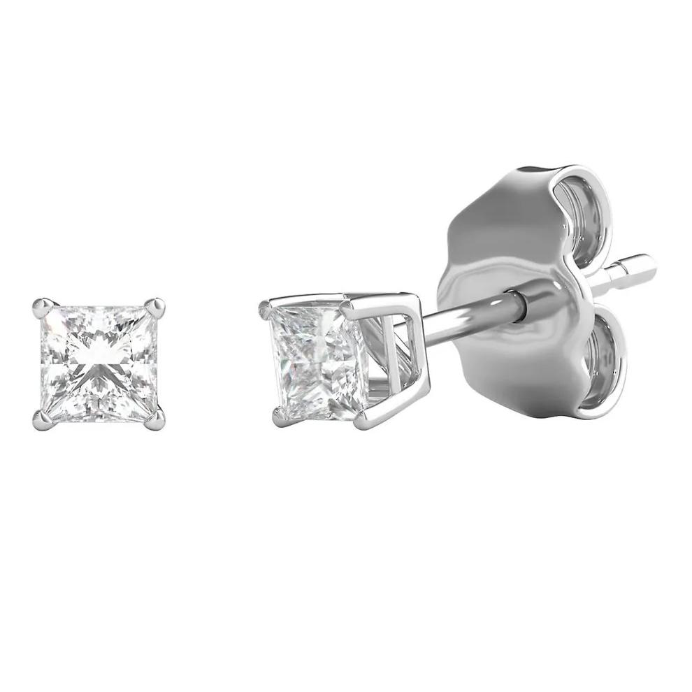 Diamond Princess-Cut Solitaire Stud Earrings in 14K White Gold (1/3 ct. tw.) – Image 1 of 2