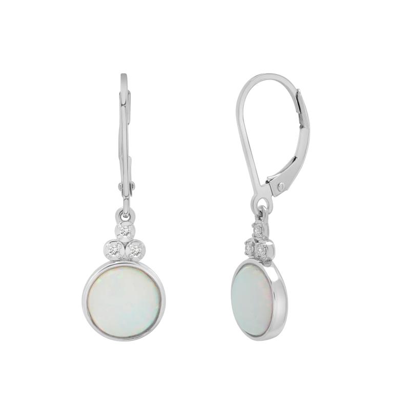Lab-Created Opal and Diamond Accent Drop Earrings in Sterling Silver – Image 1 of 2