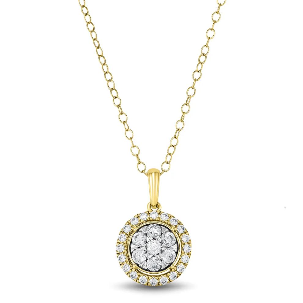 Lab Grown Multi-Diamond Halo Pendant in 14K Yellow Gold (5/8 ct. tw.) – Image 1 of 3