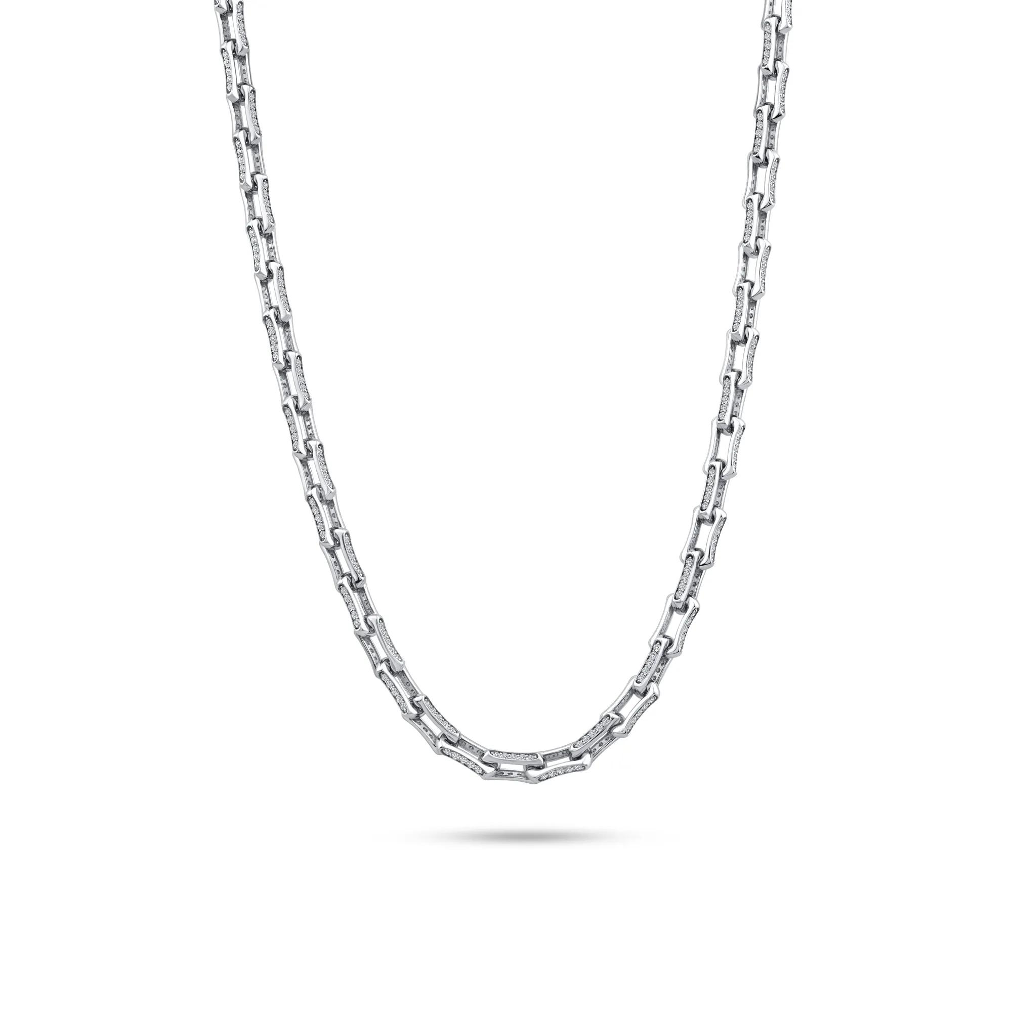 Lab Grown Diamond Bone Link Necklace in 10K White Gold