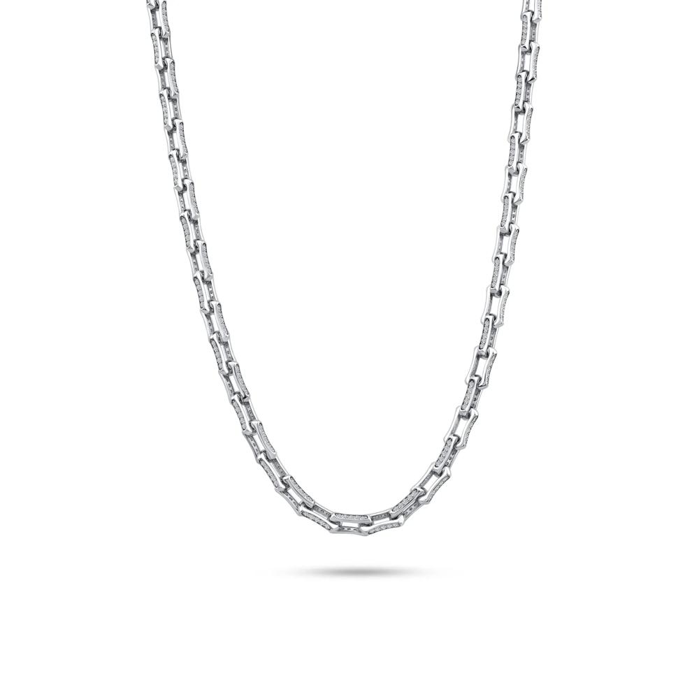 Lab Grown Diamond Bone Link Necklace in 10K White Gold (6 ct. tw.) – Image 1 of 4