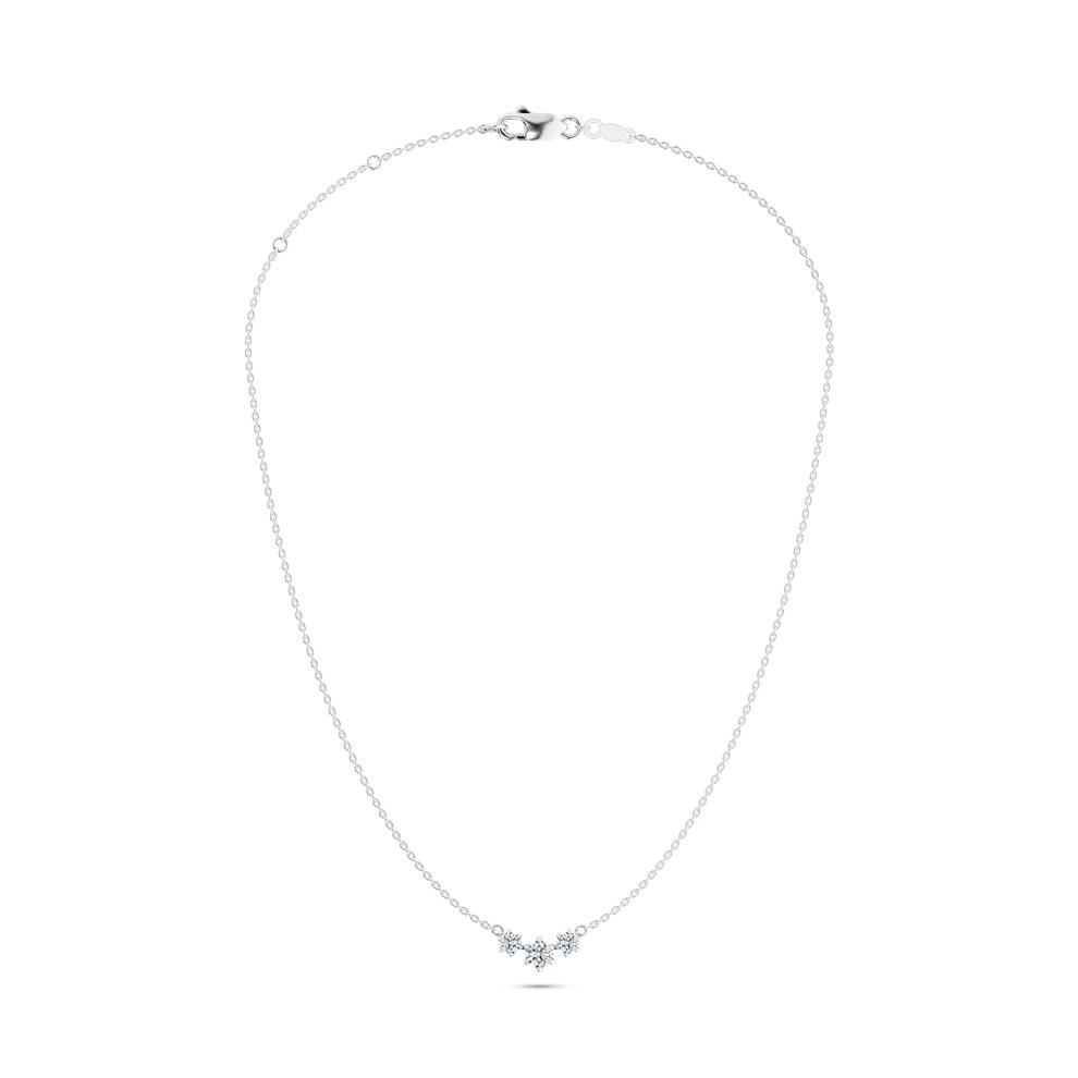 Lab Grown Diamond Three-Stone Pendant Necklace in 14K White Gold (1 ct. tw.) – Image 3 of 4