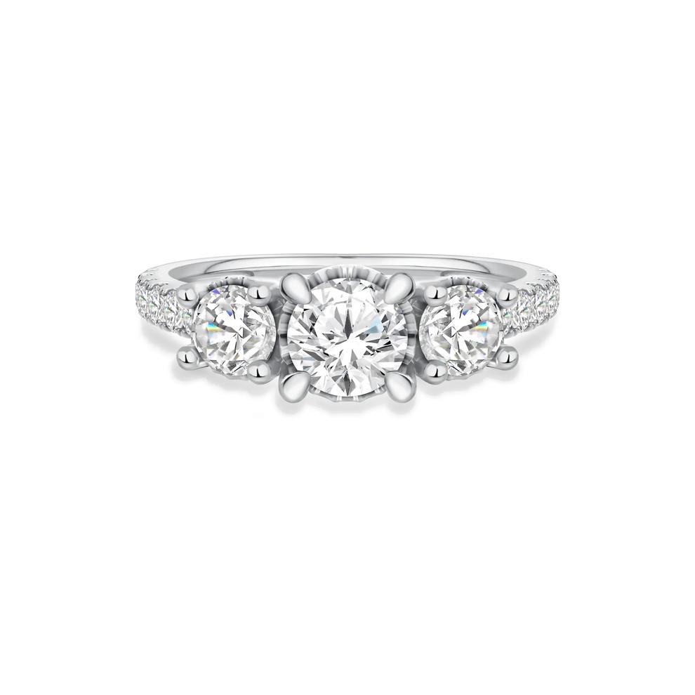 Diamond Round Center Three-Stone Ring in 14K White Gold (1 ct. tw.) – Image 1 of 4