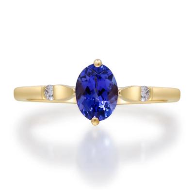 Oval Tanzanite & Diamond Accent Ring in 10K Yellow Gold