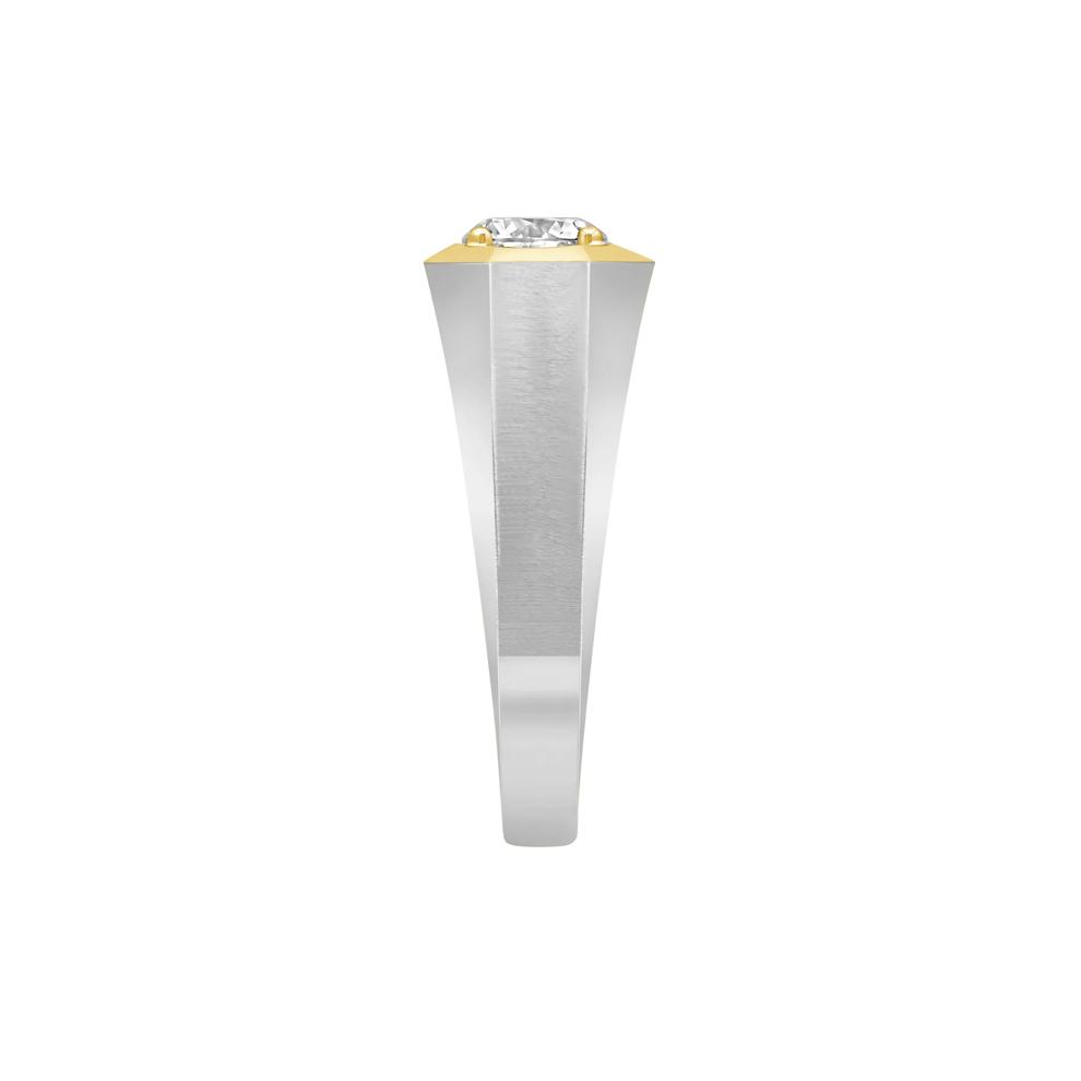 Men's Lab Grown Diamond Solitaire Brushed Band in 10K White Gold (1 ctw.) – Image 3 of 4