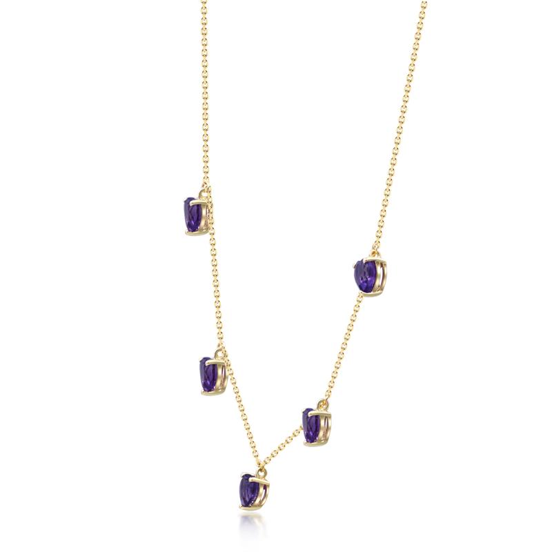 Heart-Shaped Amethyst Necklace in 10K Yellow Gold – Image 2 of 4