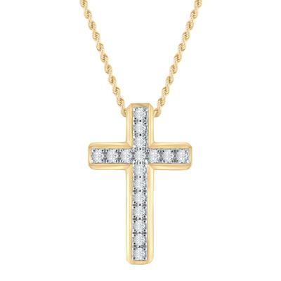 Lab Grown Diamond Cross Pendant in 10K Yellow Gold (1 ct. tw.)