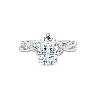 Lab Grown Diamond Pear-Shaped Twist-Shank Engagement Ring in 14K White Gold (2 1/8 ct. tw.)
