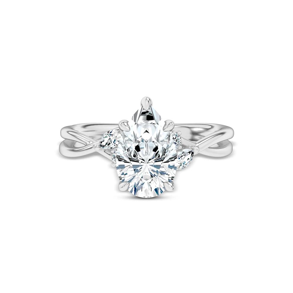 Lab Grown Diamond Pear-Shaped Twist-Shank Engagement Ring in 14K White Gold (2 1/8 ct. tw.) – Image 1 of 4