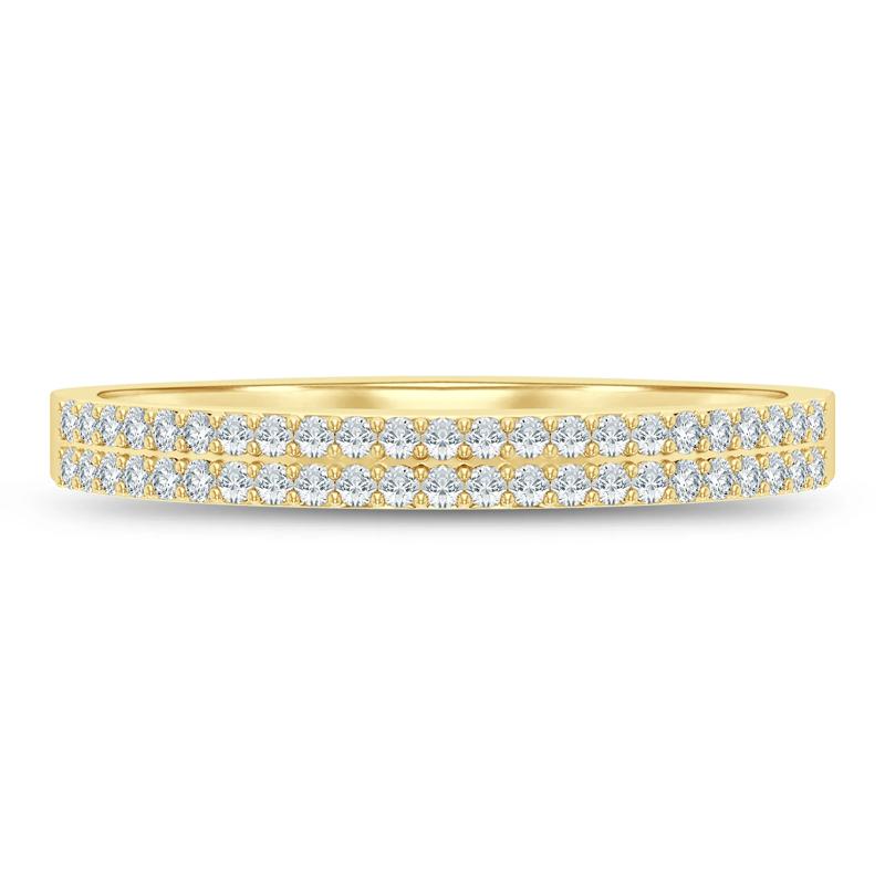 Double Row Diamond Stack Band in 10K Yellow Gold &#40;1/8 ct. tw.&#41; – Image 1 of 3