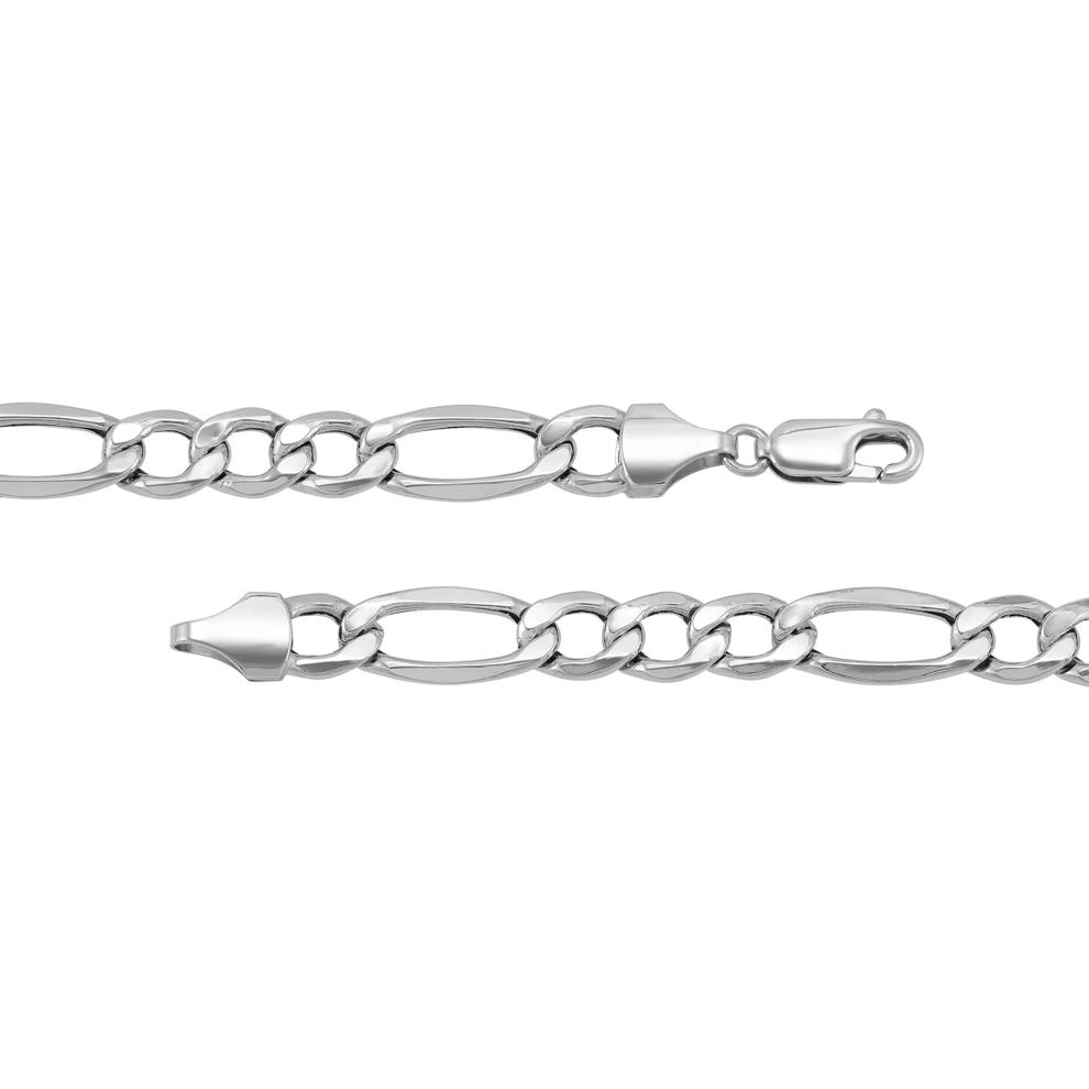Hollow Figaro Chain in 14K White Gold, 7MM, 22" – Image 2 of 2