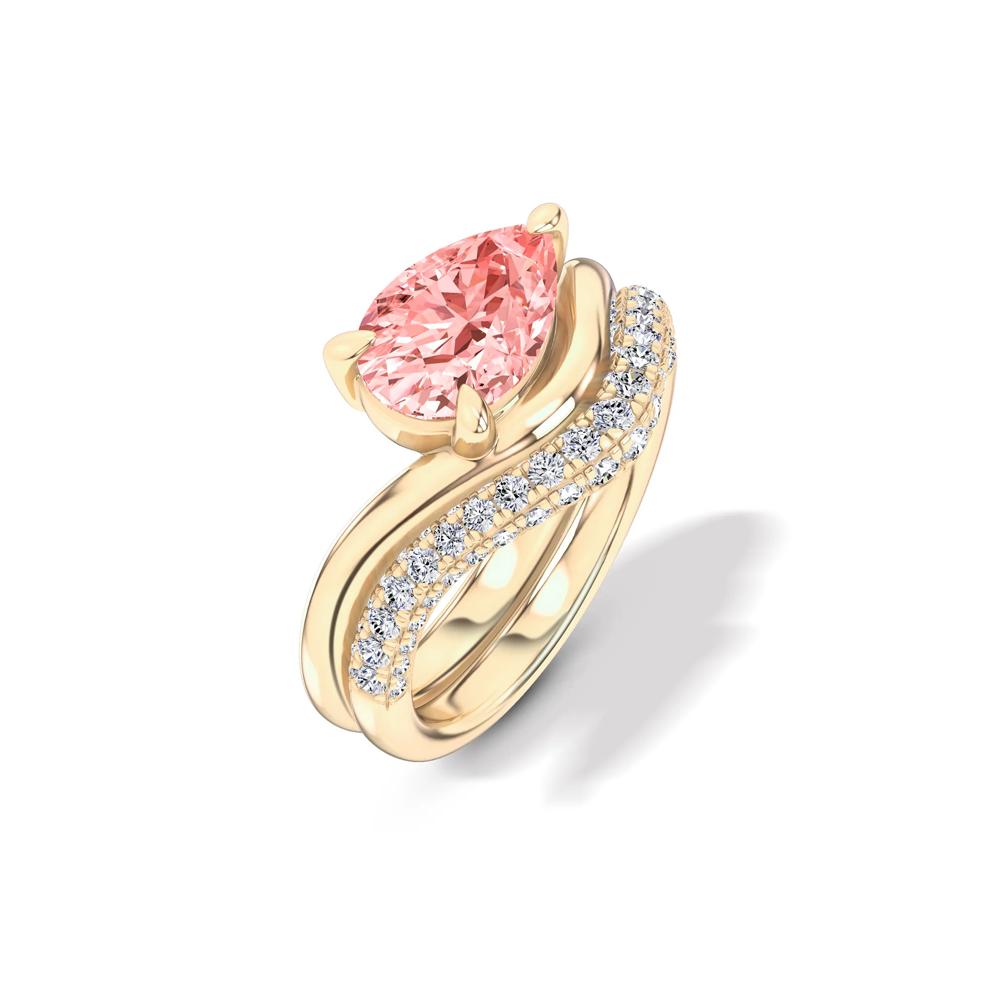 Pink Lab Grown Diamond Pear-Shaped Engagement Set in 14K Yellow Gold (2 5/8 ct. tw.) – Image 5 of 6
