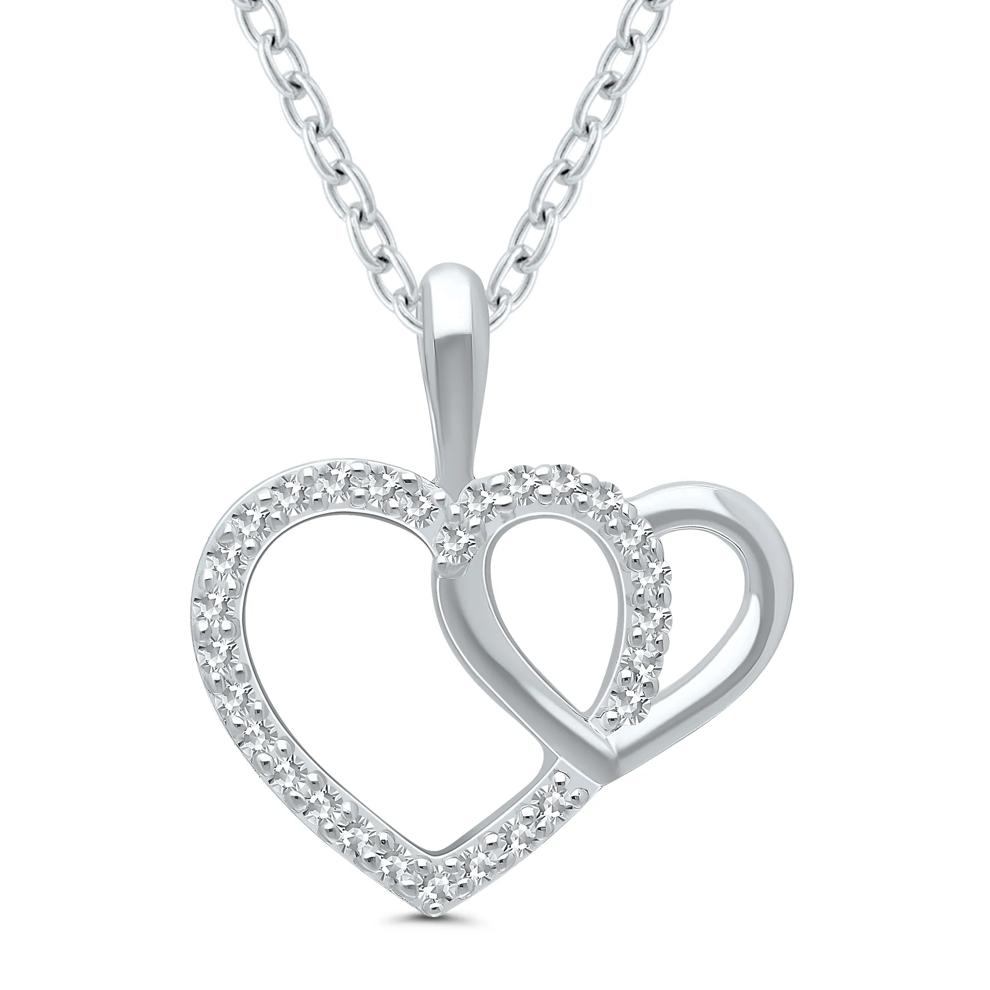 Diamond Interlocking Heart Pendant Necklace in Sterling Silver (1/10 ct. tw.) – Image 1 of 3