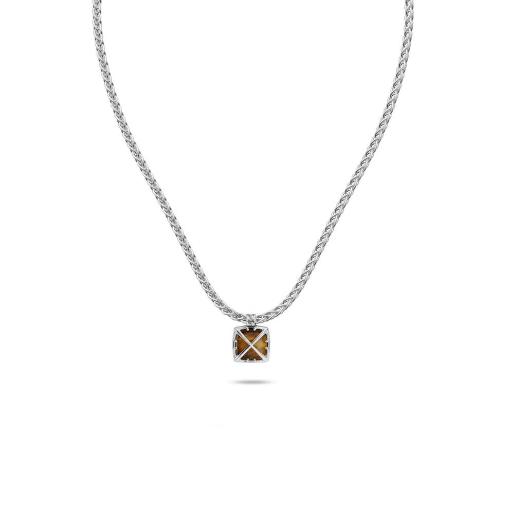 Men's Tiger's Eye Arrow Design Pendant Necklace in Sterling Silver – Image 1 of 4