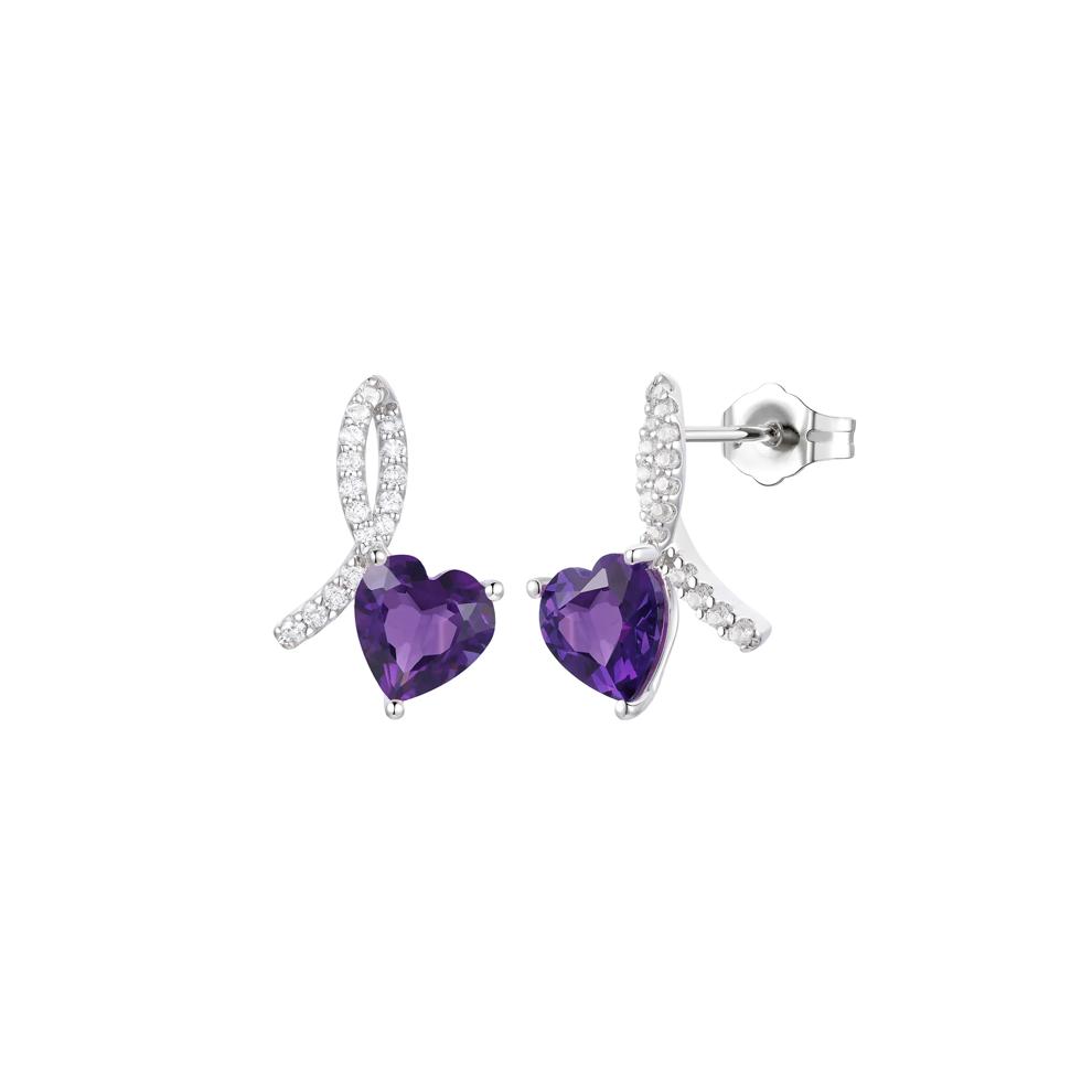Heart-Shaped Amethyst and Lab-Created White Sapphire Box Set in Sterling Silver – Image 5 of 5