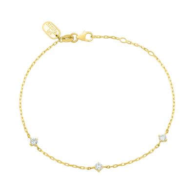 Lab Grown Diamond Three-Stone Bracelet in 10K Yellow Gold (1/3 ct. tw.)