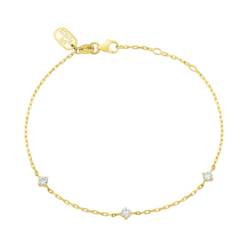 Lab Grown Diamond Three-Stone Bracelet in 10K Yellow Gold &#40;1/3 ct. tw.&#41; – Image 1 of 1