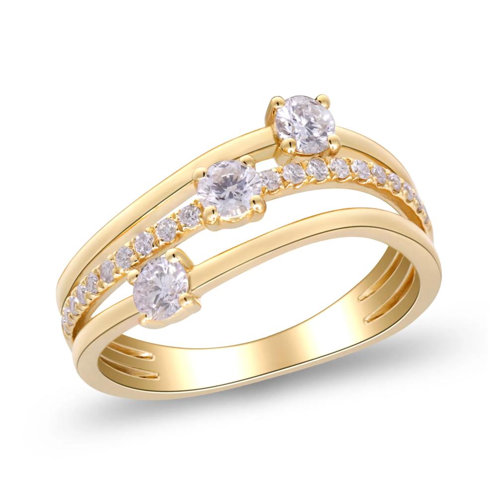 Diamond Three-Row Ring in 10K Yellow Gold (1/2 ct. tw.) – Image 3 of 5