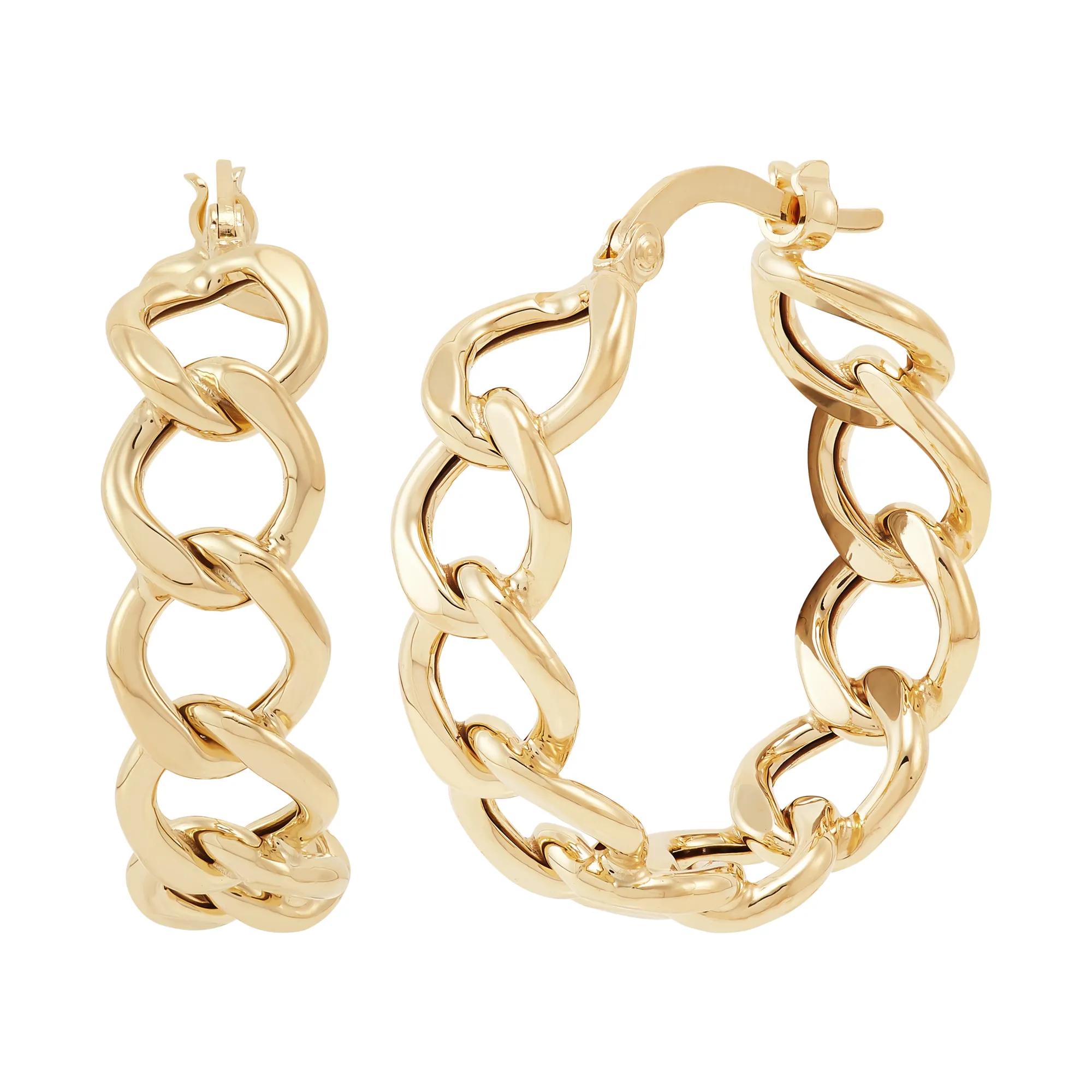 Curb Chain Hoop Earrings | 14K Yellow Gold | Size 20.00mm | Helzberg Diamonds