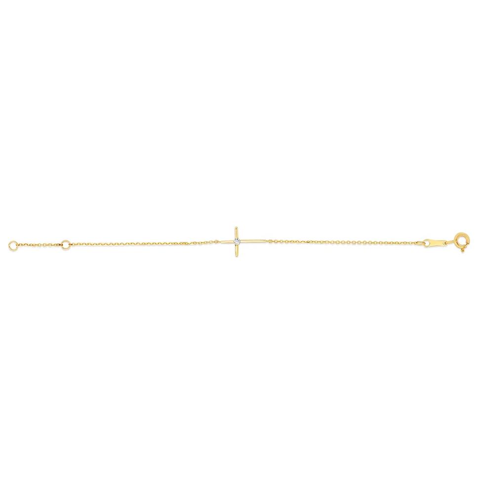 Children&rsquo;s Bracelet with Cubic Zirconia Cross in 14K Yellow Gold – Image 2 of 3