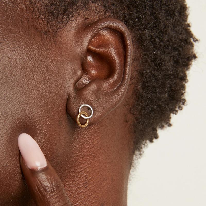 Linked Circle Drop Earrings in Vermeil and Sterling Silver – Image 2 of 4