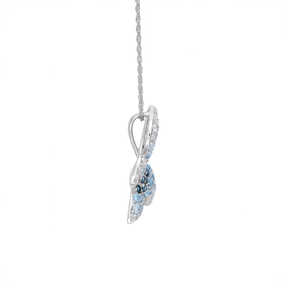 Shades of Blue Topaz Butterfly Pendant Necklace in 10K White Gold – Image 2 of 3
