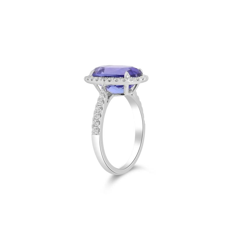 Tanzanite and Diamond Halo Ring in 18K White Gold &#40;3/8 ct. tw.&#41; – Image 2 of 4