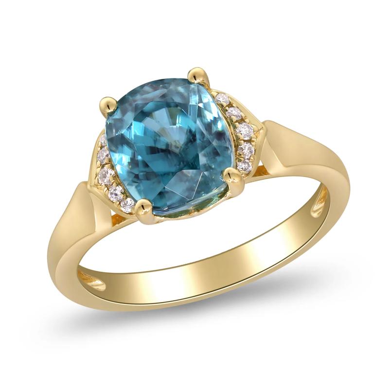 London Blue Topaz &amp; Round Diamond Accent Ring in 10K Yellow Gold – Image 5 of 5