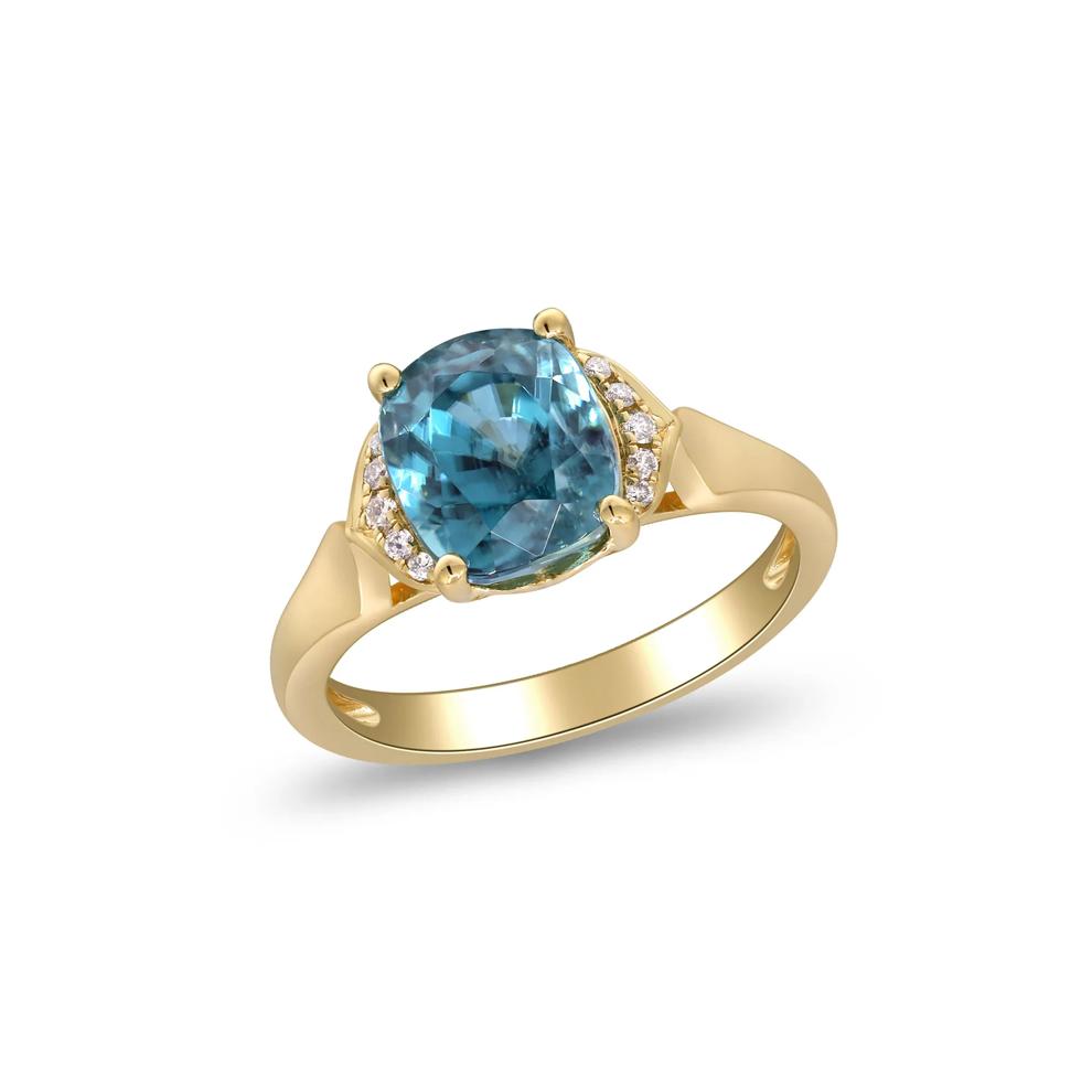 London Blue Topaz &amp; Round Diamond Accent Ring in 10K Yellow Gold – Image 5 of 5