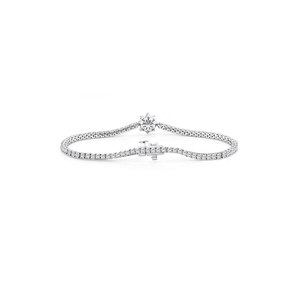 Blue Lab Grown Diamond Starburst Cluster Tennis Bracelet in 14K White Gold (3 1/2 ct. tw.) – Image 2 of 2