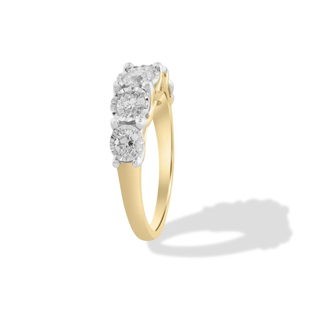 Diamond Illusion Five-Stone Band in 10K Yellow Gold (1 ct. tw.) – Image 3 of 4