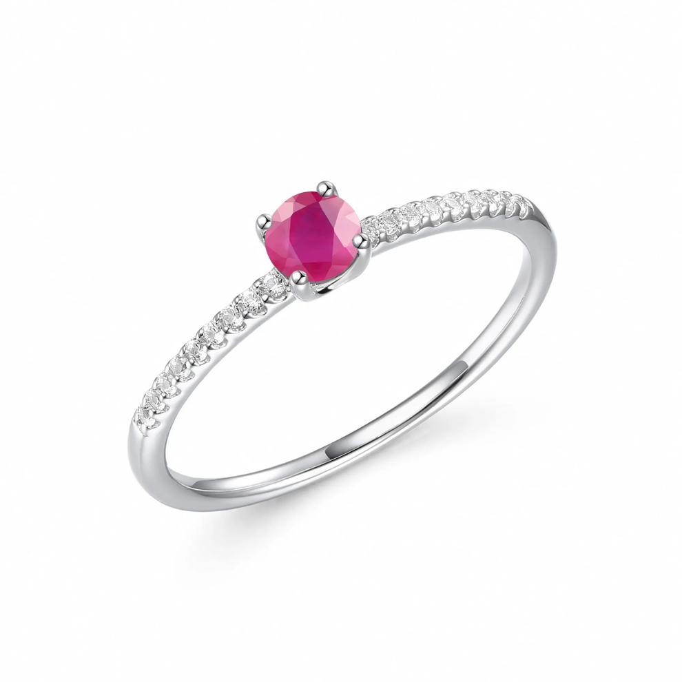 Ruby &amp; Diamond Ring in Sterling Silver (1/10 ct. tw.) – Image 4 of 4