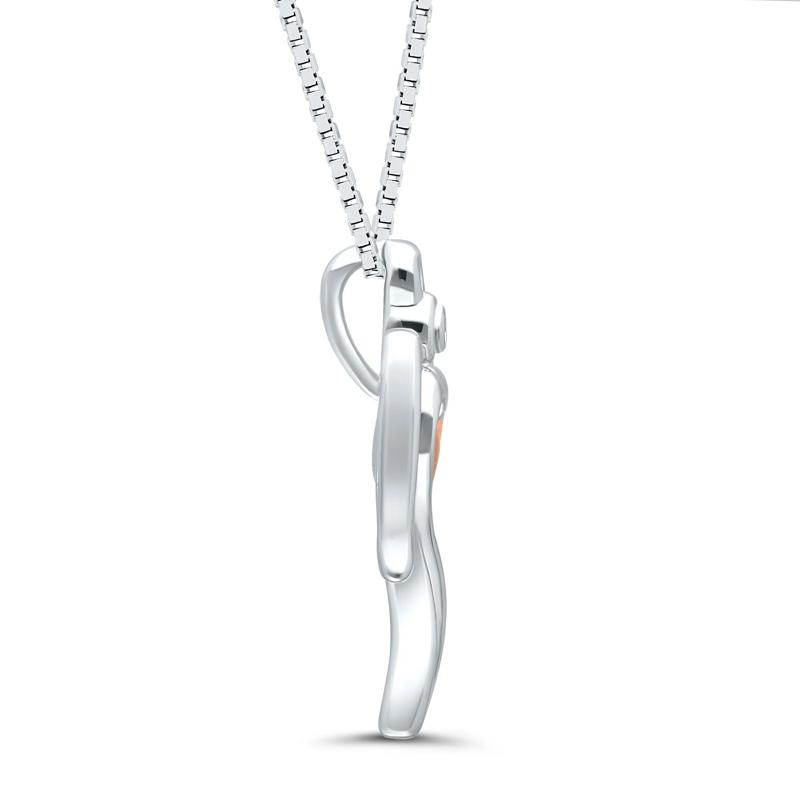 Diamond Accent Angel Pendant in Sterling Silver and 14K Rose Gold – Image 2 of 4