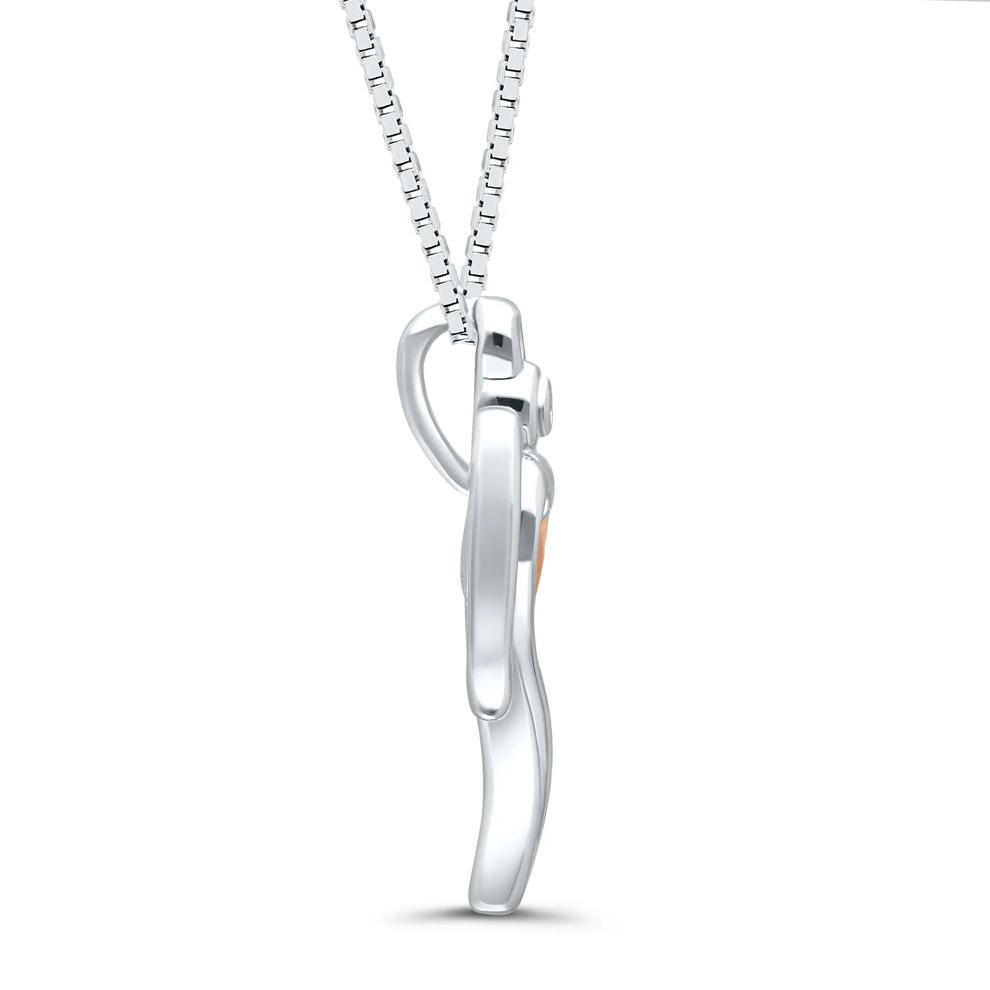 Diamond Accent Angel Pendant in Sterling Silver and 14K Rose Gold – Image 2 of 4