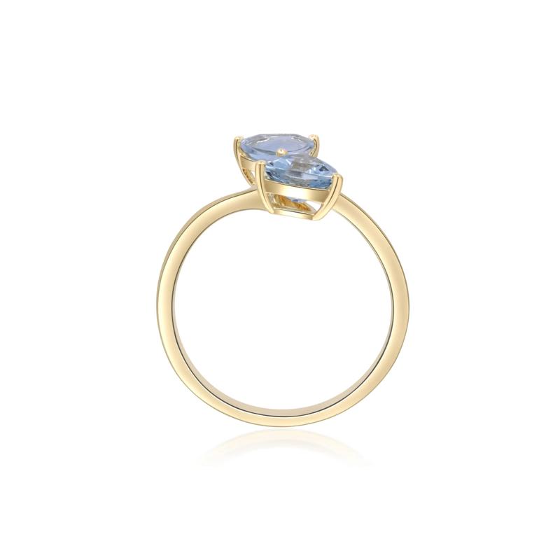 Aquamarine and Diamond Accent Bypass Ring in 10K Yellow Gold – Image 2 of 5